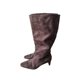 Seychelles Tall Boots Brown Textile Upper Kitten Heel Size 6.5 Pull On Style NEW